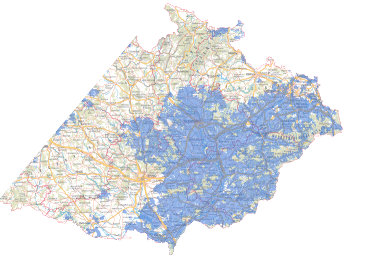 Mapa 5G modernizace O2 sítě k 15. 6. 2023