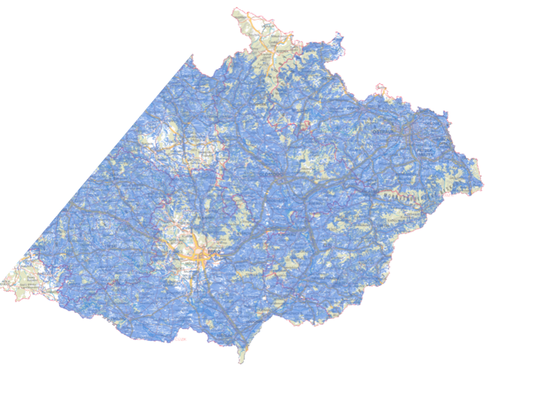 Mapa plánované 5G modernizace O2 sítě k 30. 3. 2024